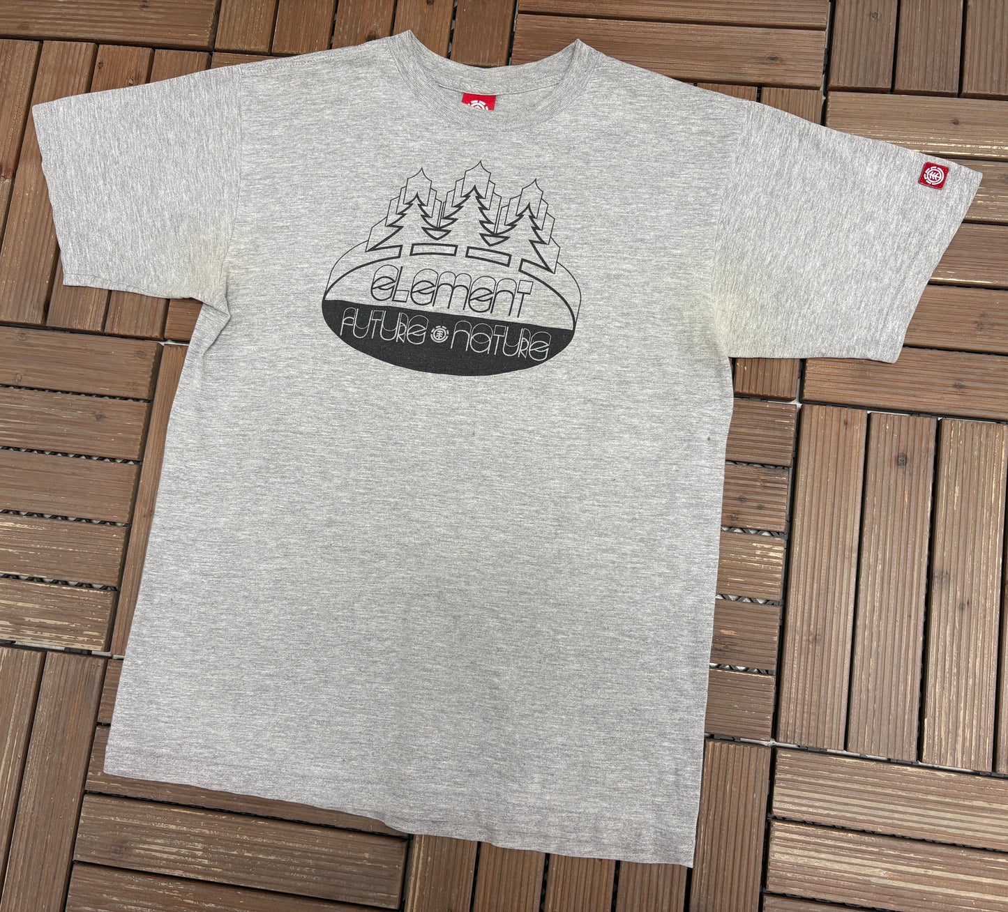 Element Skateboards Future & Nature Graphic Tee | Size Large | Vintage 2000s Promotional Grey Graphic T-Shirt |