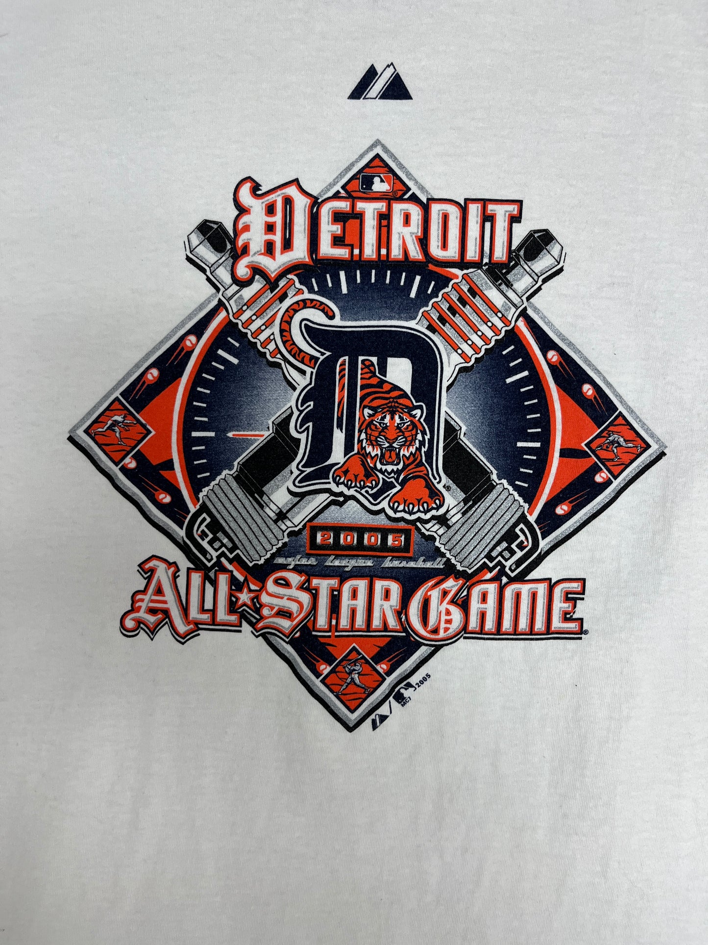 Detroit Tigers All-Star Game 2005 Graphic Tee | Size Large | Vintage 2000s MLB Baseball White T-Shirt |