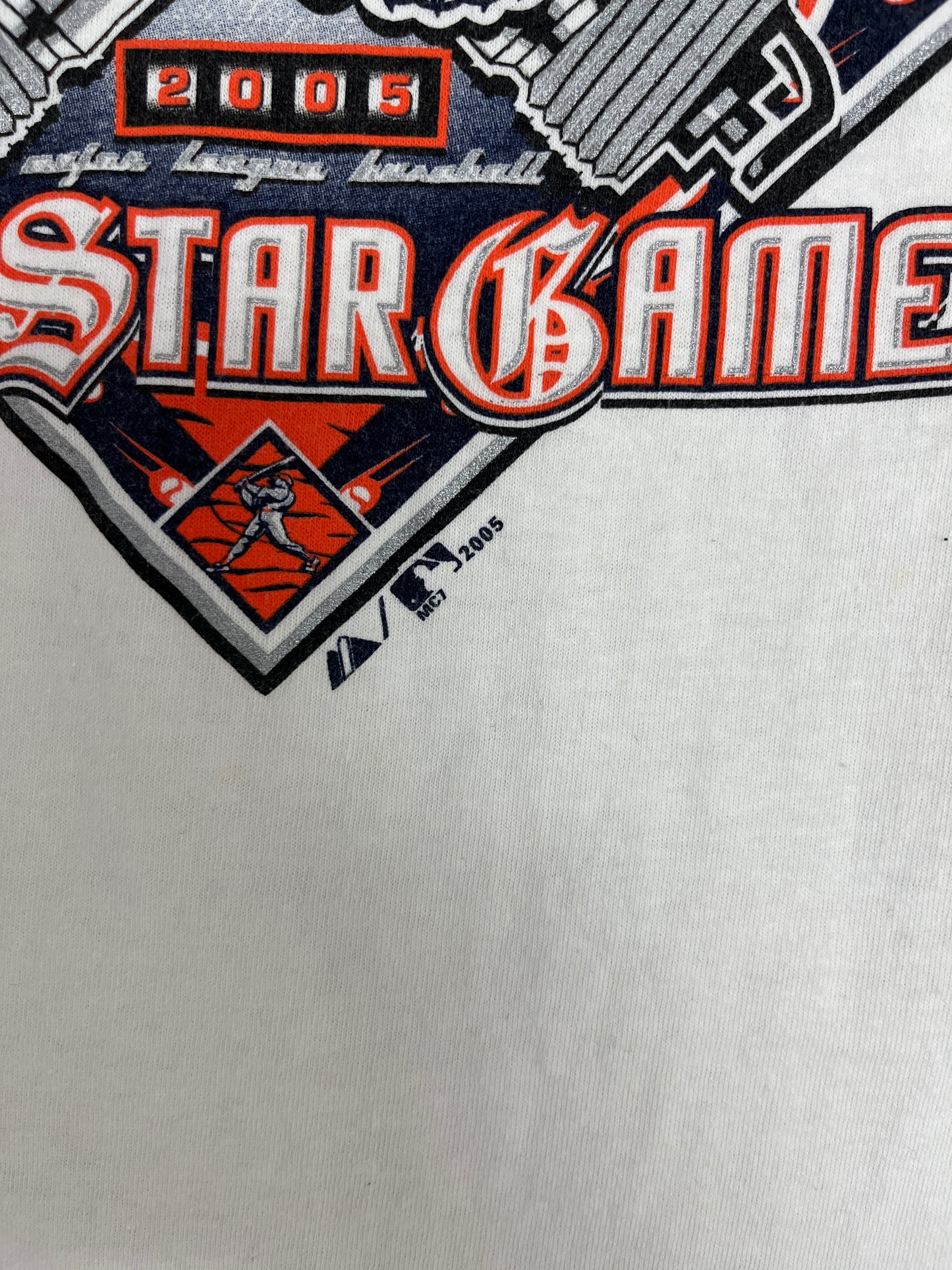 Detroit Tigers All-Star Game 2005 Graphic Tee | Size Large | Vintage 2000s MLB Baseball White T-Shirt |