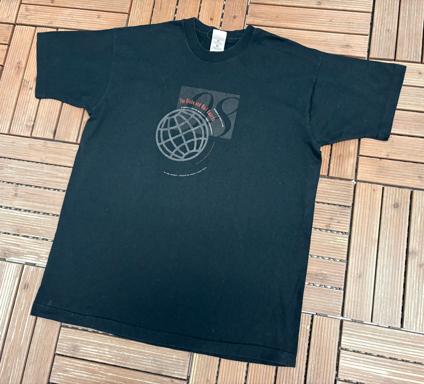 Globe and Mail Awards 1998 Graphic Tee | Size X-Large | Vintage 1990s Promotional Black T-Shirt |