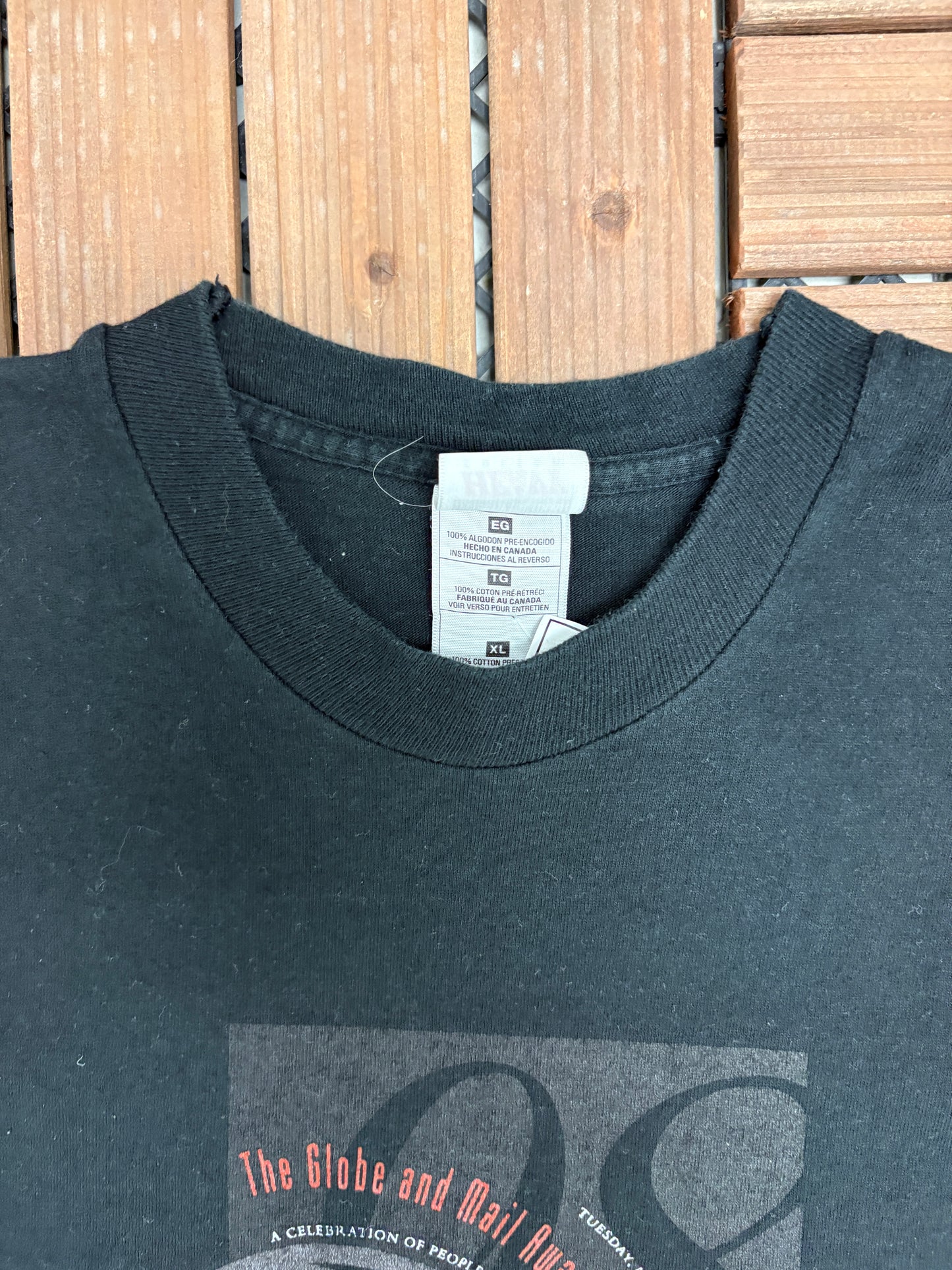 Globe and Mail Awards 1998 Graphic Tee | Size X-Large | Vintage 1990s Promotional Black T-Shirt |