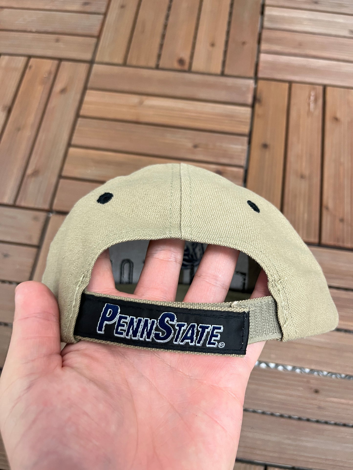 Penn State Nittany Lions Graphic Hat | Strap Back | Vintage 2000s College Sports Beige Cap |