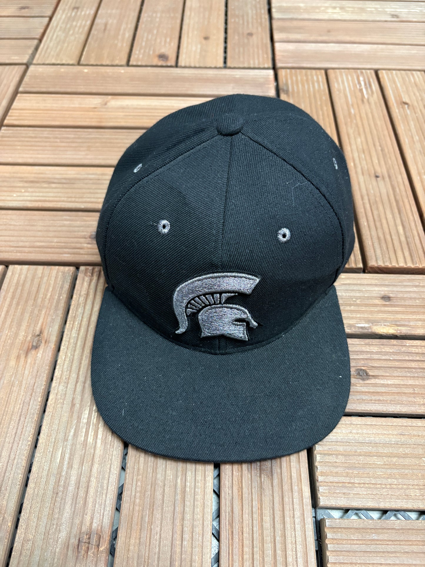 Michigan State Spartans Embroidered Graphic Hat | Snap Back | 2000s College Sports Black Cap |
