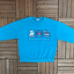 Maryland Tourist Attractions Graphic Crewneck | Size X-Large | Vintage 1990s Promotional Blue Sweater |