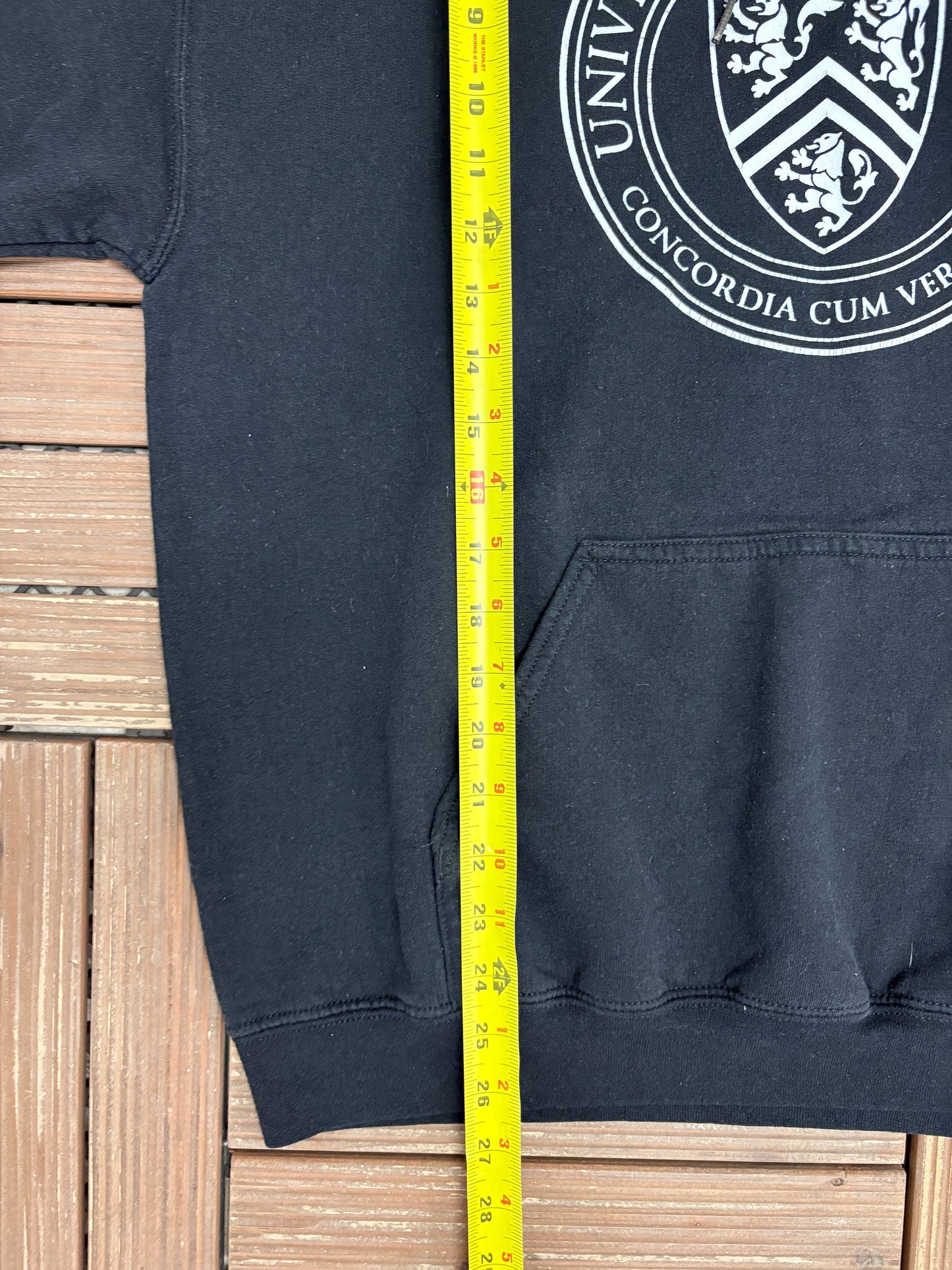 University of Waterloo Graphic Hoodie | Size Large | Vintage 2000s Canadian College Black Sweater |