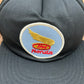 Honda Motorsports Stitched Graphic Hat | Snap Back | Vintage 1990s Promotional Black Trucker Cap |