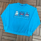 Maryland Tourist Attractions Graphic Crewneck | Size X-Large | Vintage 1990s Promotional Blue Sweater |