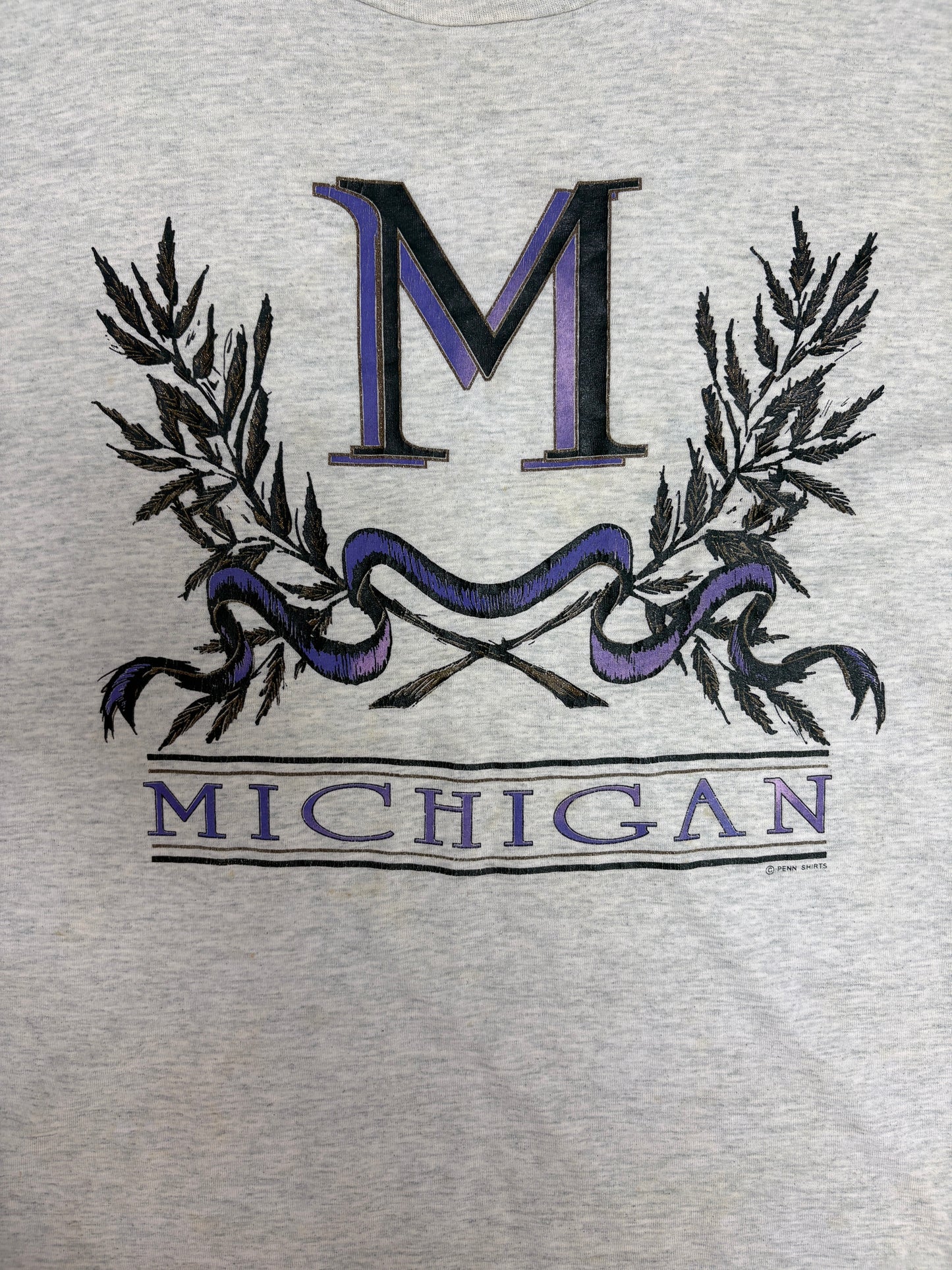 Michigan Tourist Graphic Tee | Size X-Large | Vintage 1990s Single Stitch Grey T-Shirt |