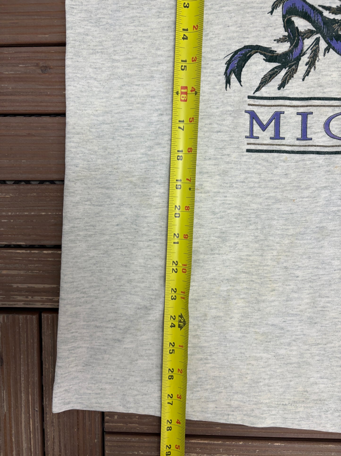 Michigan Tourist Graphic Tee | Size X-Large | Vintage 1990s Single Stitch Grey T-Shirt |