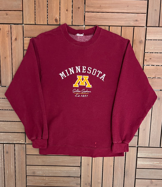 Minnesota Golden Gophers Graphic Crewneck | Size Medium | Vintage 1990s College Sports Red Sweater |