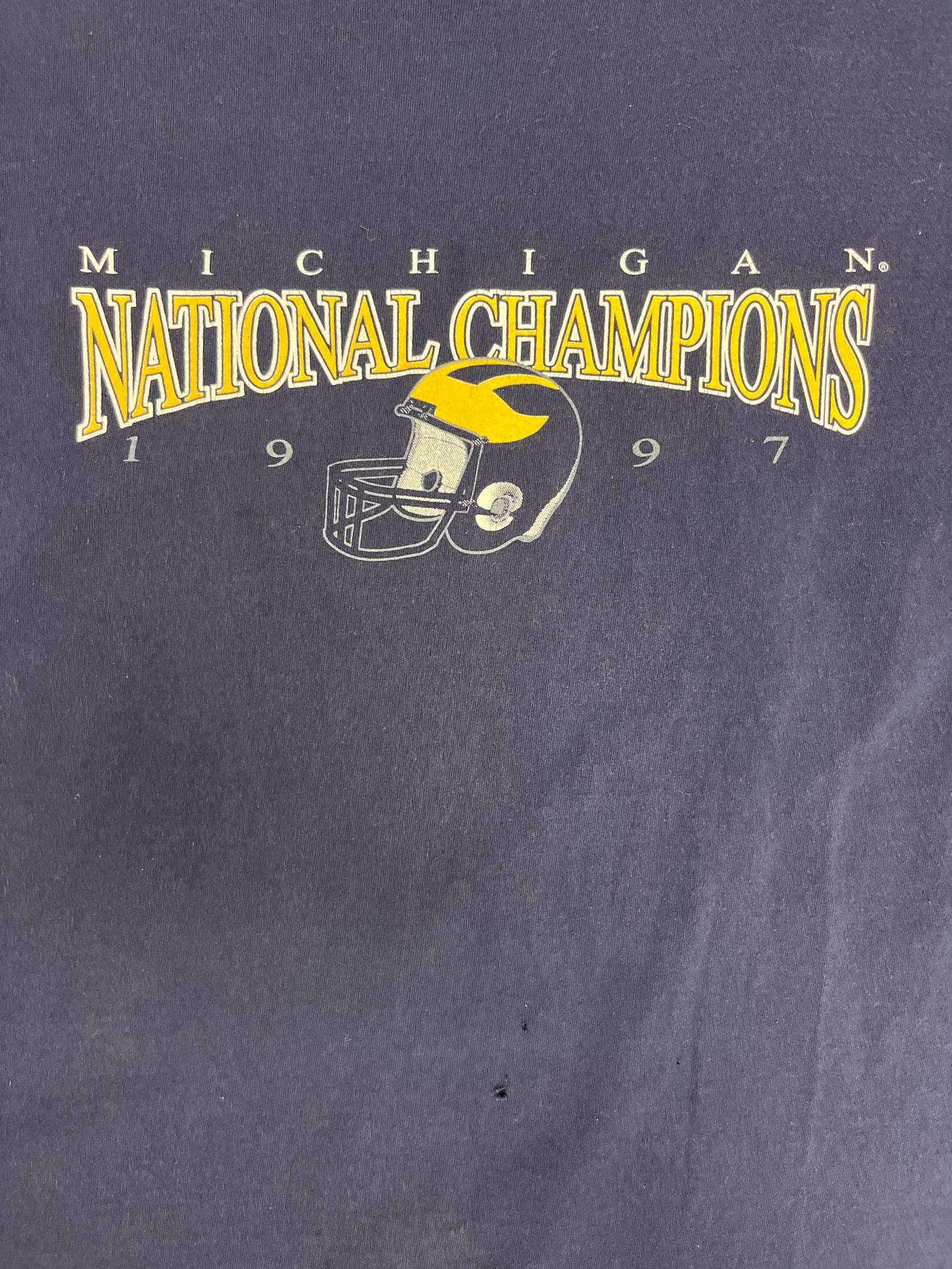 Michigan Wolverines National Champions 1997 Graphic Tee | Size X-Large | Vintage 1990s College Football Blue T-Shirt |