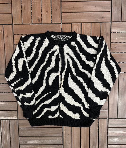 Abstract Pattern Knit Sweater | Size Small | Vintage 1990s Knit Black Sweatshirt |