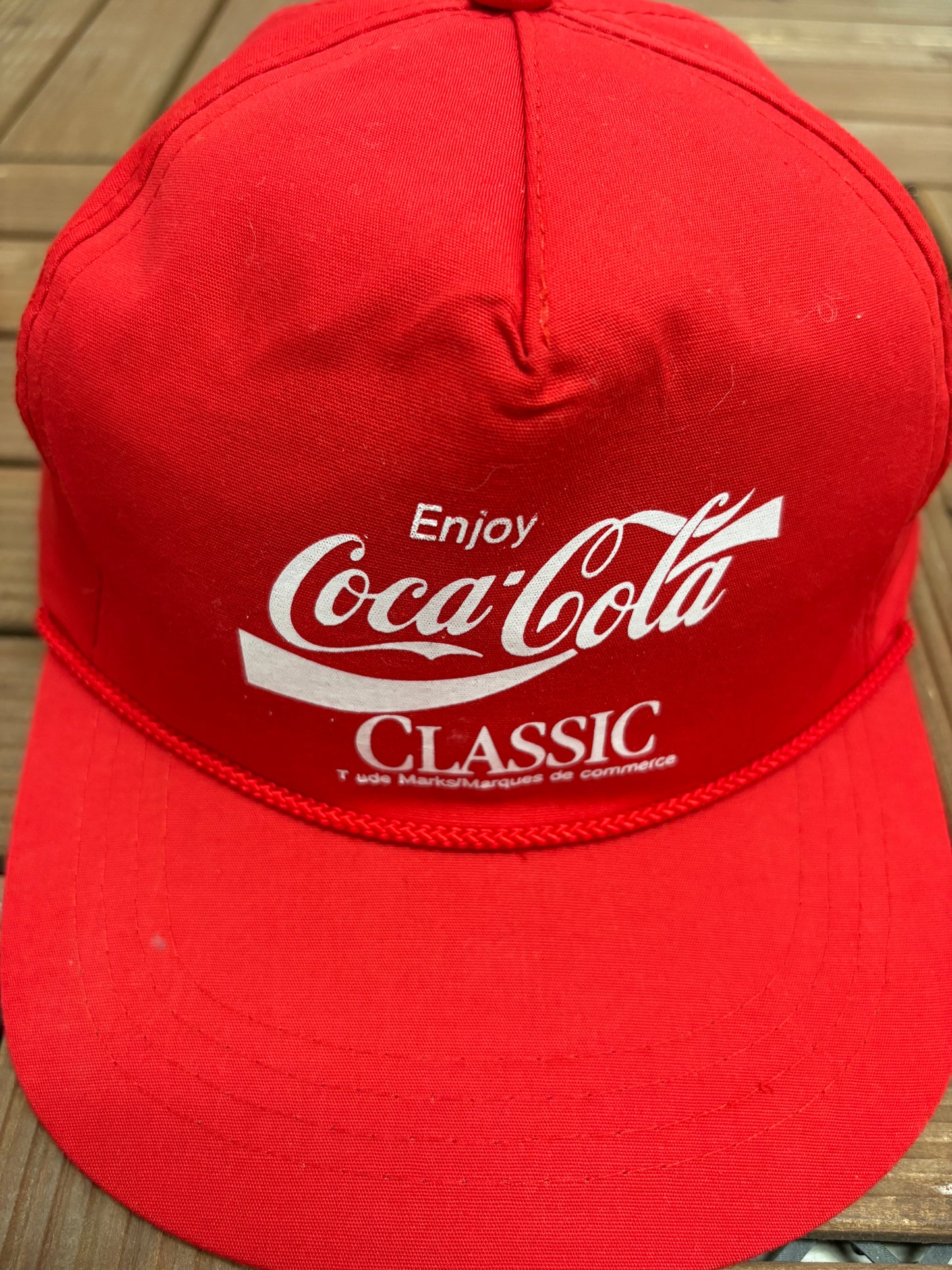 Enjoy Coca-Cola Classic Graphic Hat | Snap Back | Vintage 1990s Promotional Red Cap |