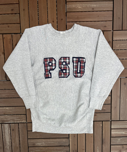 Penn State Nittany Lions Stitched Graphic Crewneck | Size Large | Vintage 1990s Grey College Sweater |