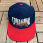 Atlanta Braves Tomahawk Chop Graphic Hat | Snap Back | Vintage 1990s MLB Baseball Blue Cap |