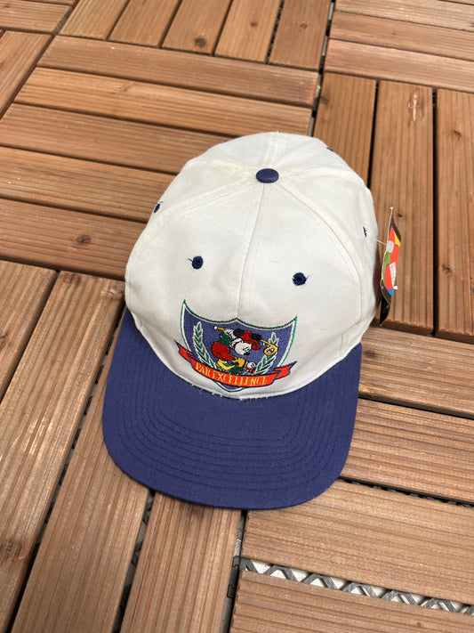 Mickey Mouse Par Excellence Golf Graphic Hat | Snap Back | Vintage 2000s Disney Cartoon White Cap |