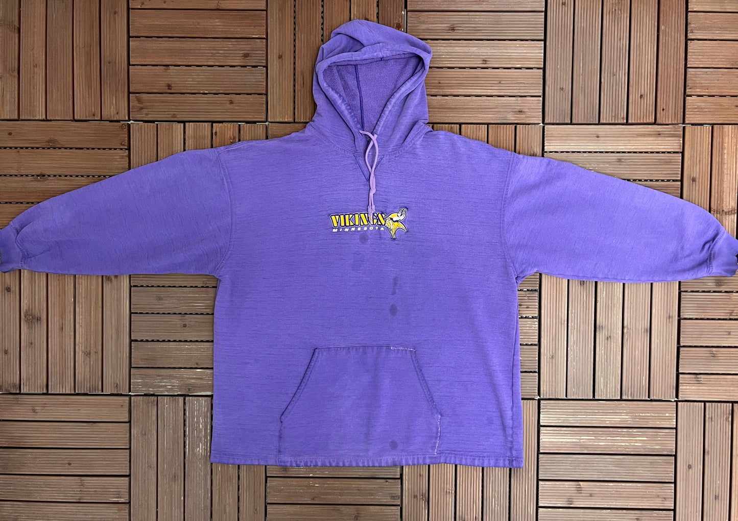 Minnesota Vikings Embroidered Graphic Hoodie | Size XX-Large | Vintage 2000s NFL Football Purple Sweater |