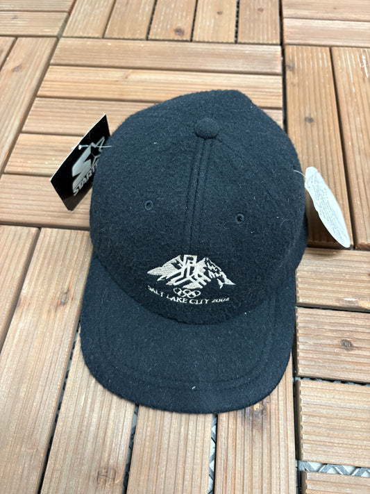 Salt Lake City Olympics 2002 Graphic Hat | Strap Back | Vintage 2000s Starter Black Cap |