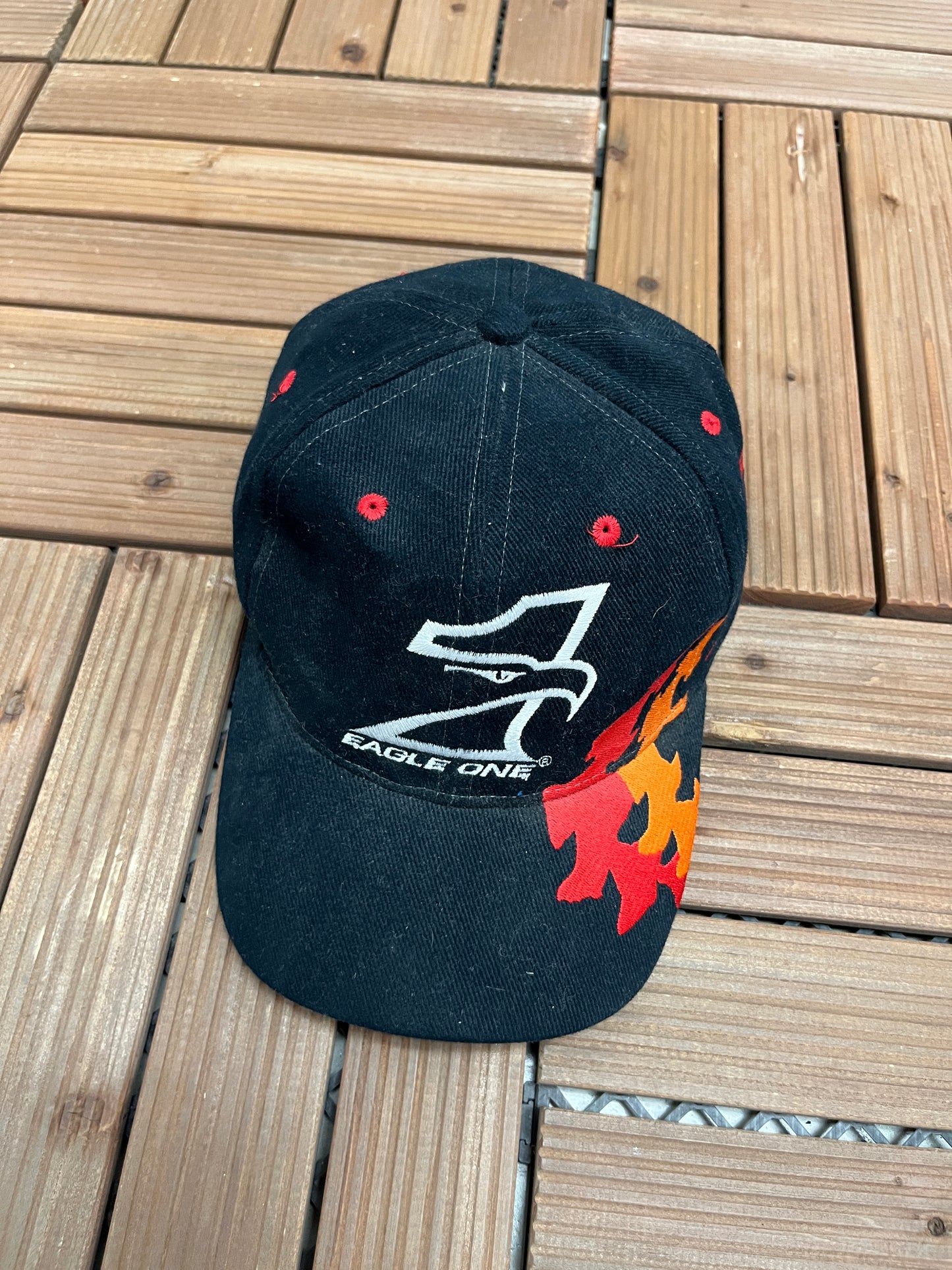 Eagle One Mark Martin Graphic Hat | Strap Back | Vintage 1990s NASCAR Racing Black Cap |