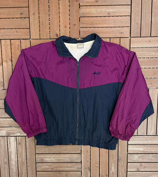 Avia Activewear Embroidered Windbreaker | Size X-Large | Vintage 1990s Purple Zip Up Windbreaker |