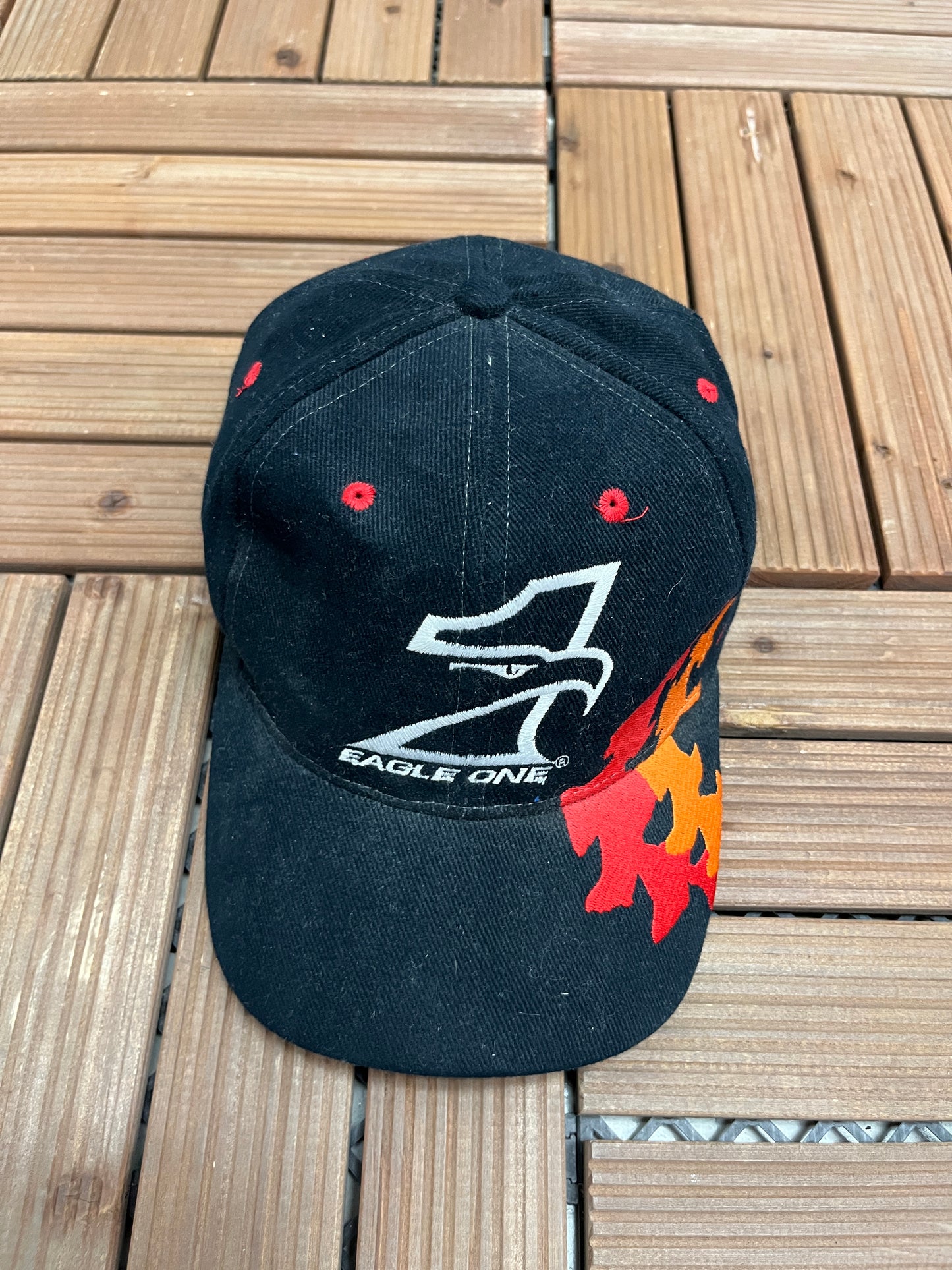 Eagle One Mark Martin Graphic Hat | Strap Back | Vintage 1990s NASCAR Racing Black Cap |