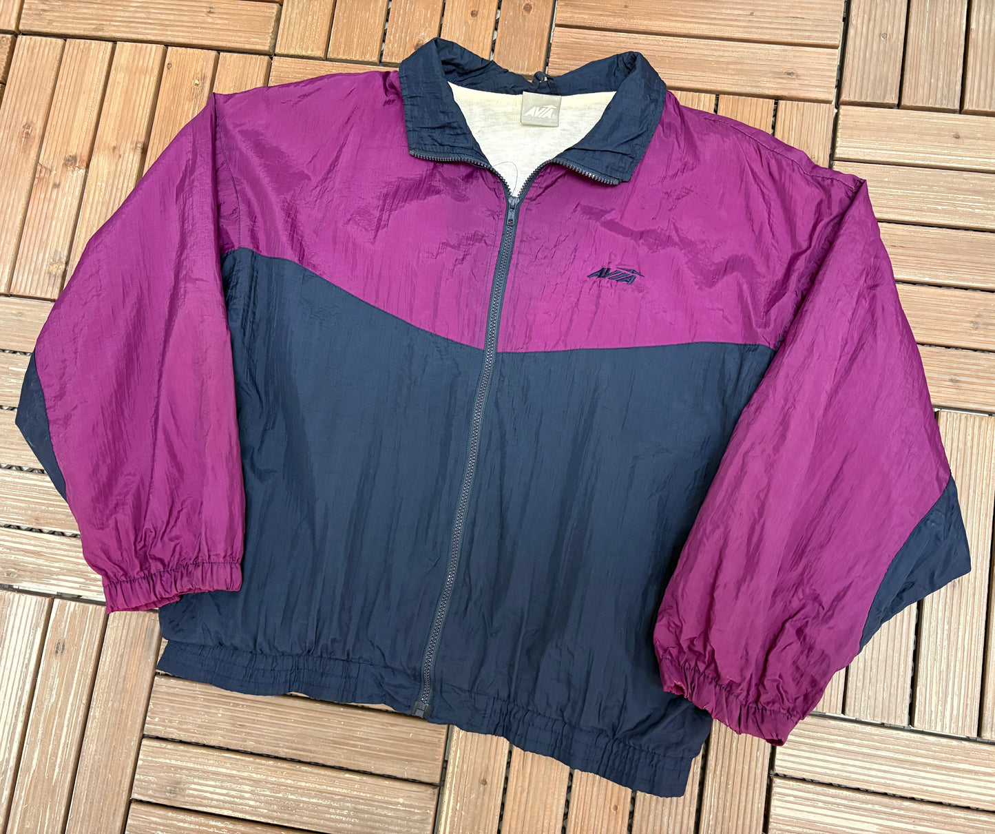 Avia Activewear Embroidered Windbreaker | Size X-Large | Vintage 1990s Purple Zip Up Windbreaker |