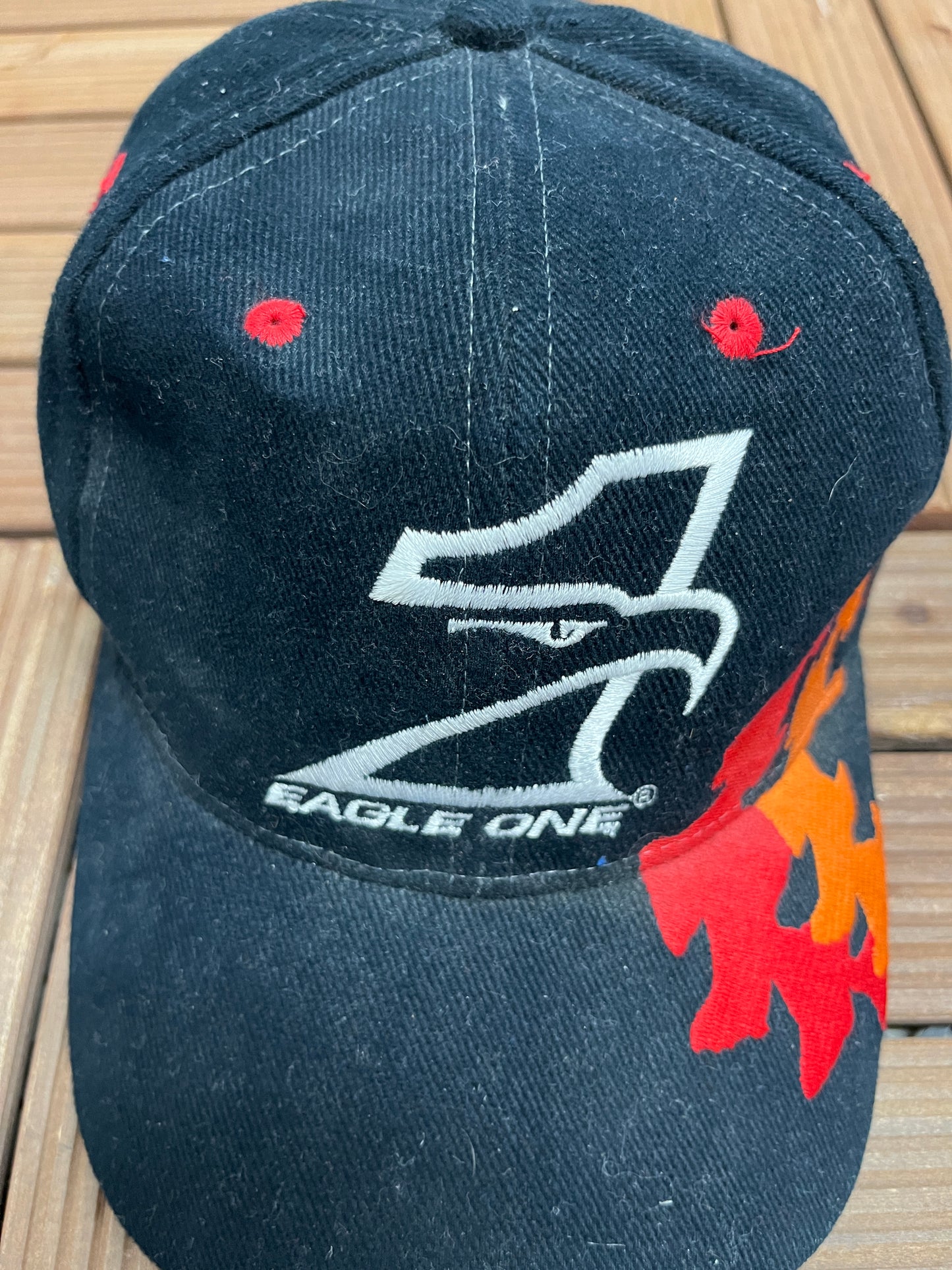 Eagle One Mark Martin Graphic Hat | Strap Back | Vintage 1990s NASCAR Racing Black Cap |