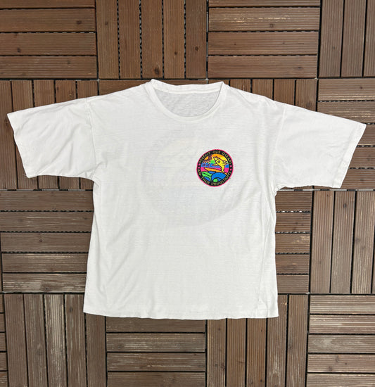 Protect Our Oceans And Their Inhabitants Graphic Tee | Size Medium | Vintage 1990s White T-Shirt |
