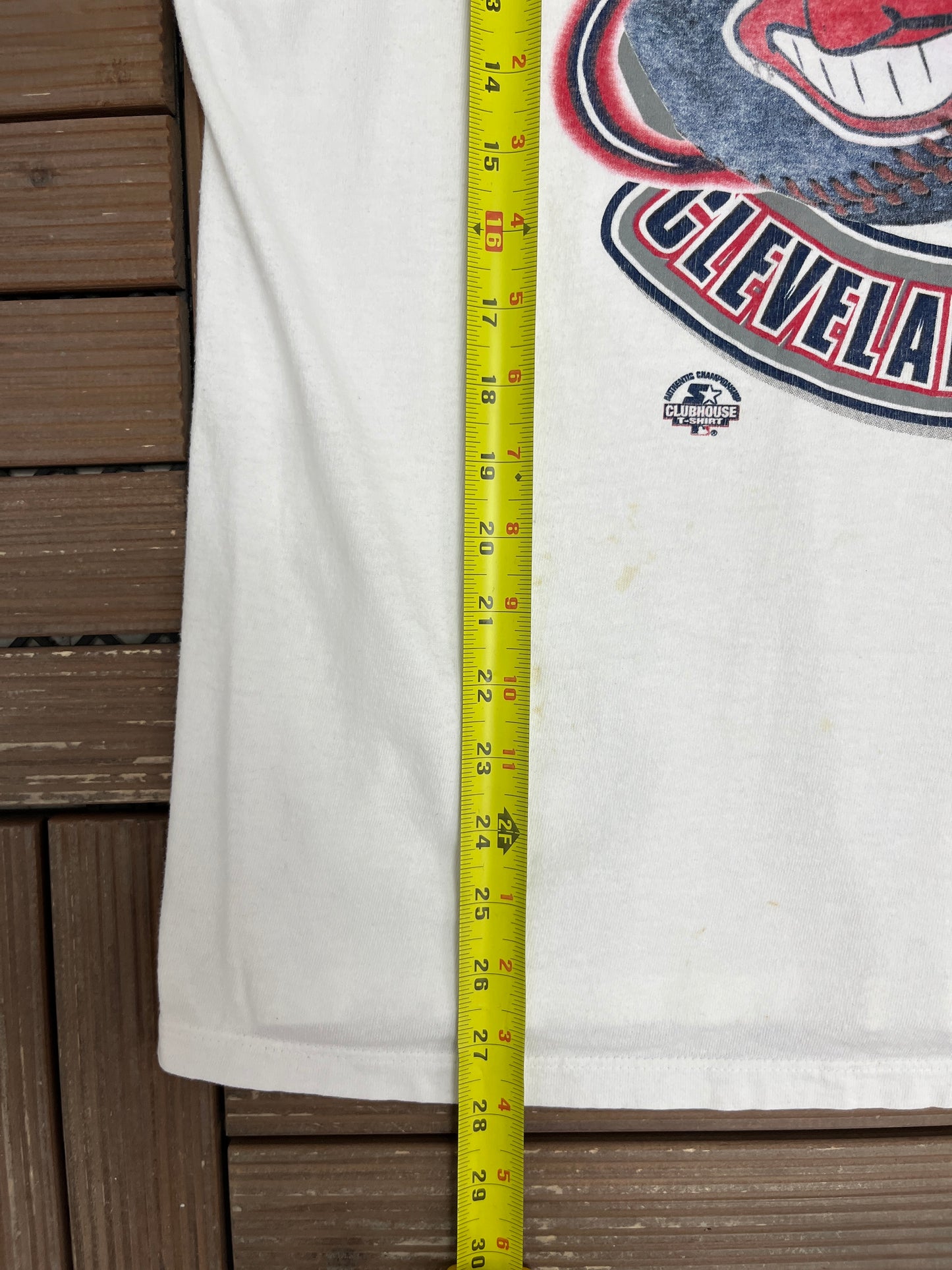 Cleveland Indians American League Champions Graphic Tee | Size Large | Vintage 1990s MLB Baseball White T-Shirt |