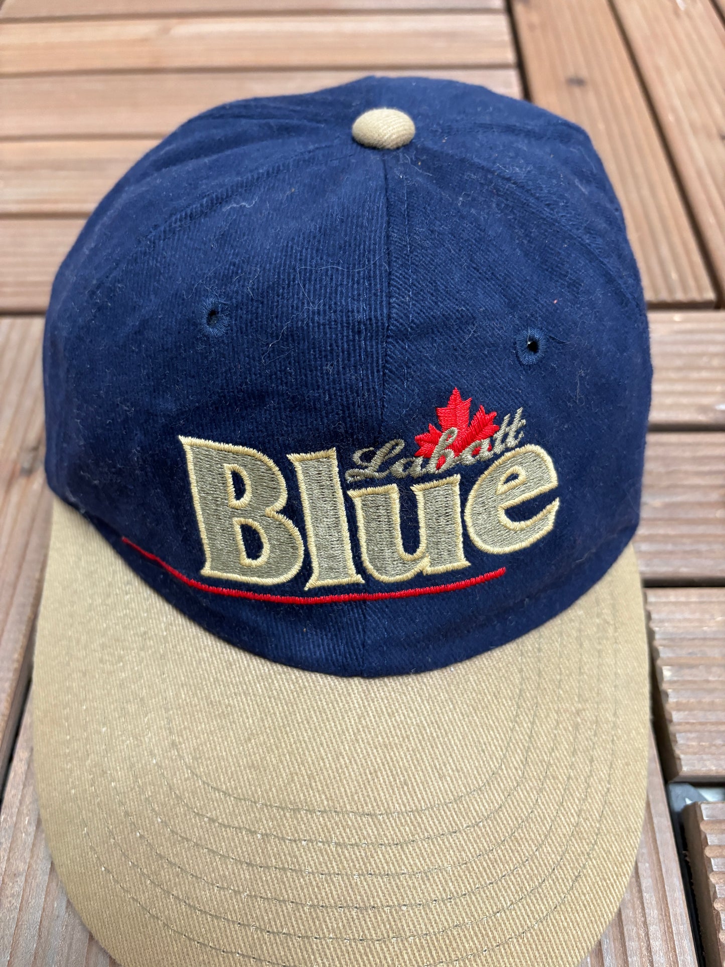 Labatt Blue Embroidered Graphic Hat | Leather Clasp Back | Vintage 1990s Promotional Blue Cap |