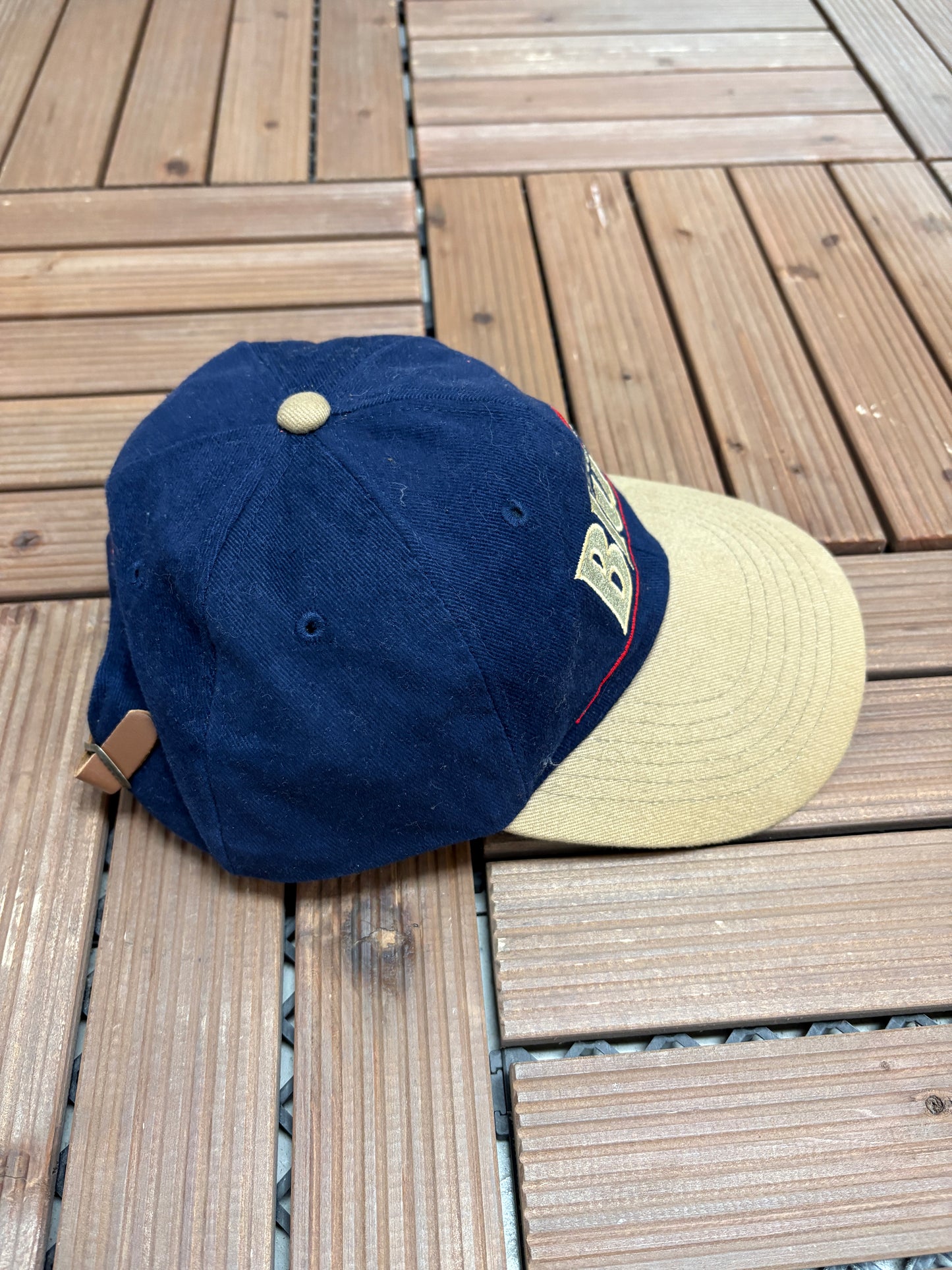 Labatt Blue Embroidered Graphic Hat | Leather Clasp Back | Vintage 1990s Promotional Blue Cap |