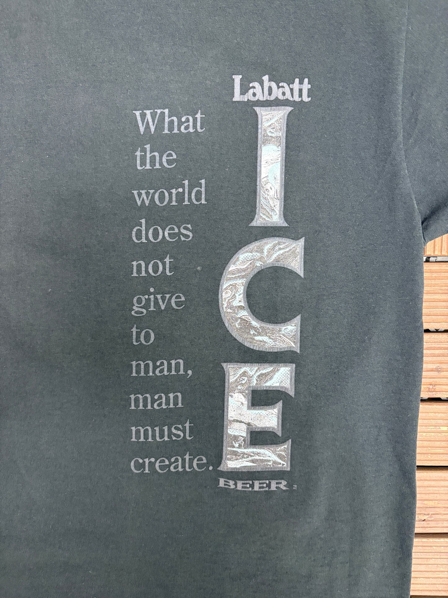 Labatt Ice Beer Graphic Tee | Size X-Large | Vintage 1990s Promotional Black T-Shirt |