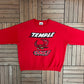 Temple Owls Graphic Crewneck | Size X-Large | Vintage 1990s College Red Sweater |