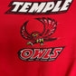 Temple Owls Graphic Crewneck | Size X-Large | Vintage 1990s College Red Sweater |