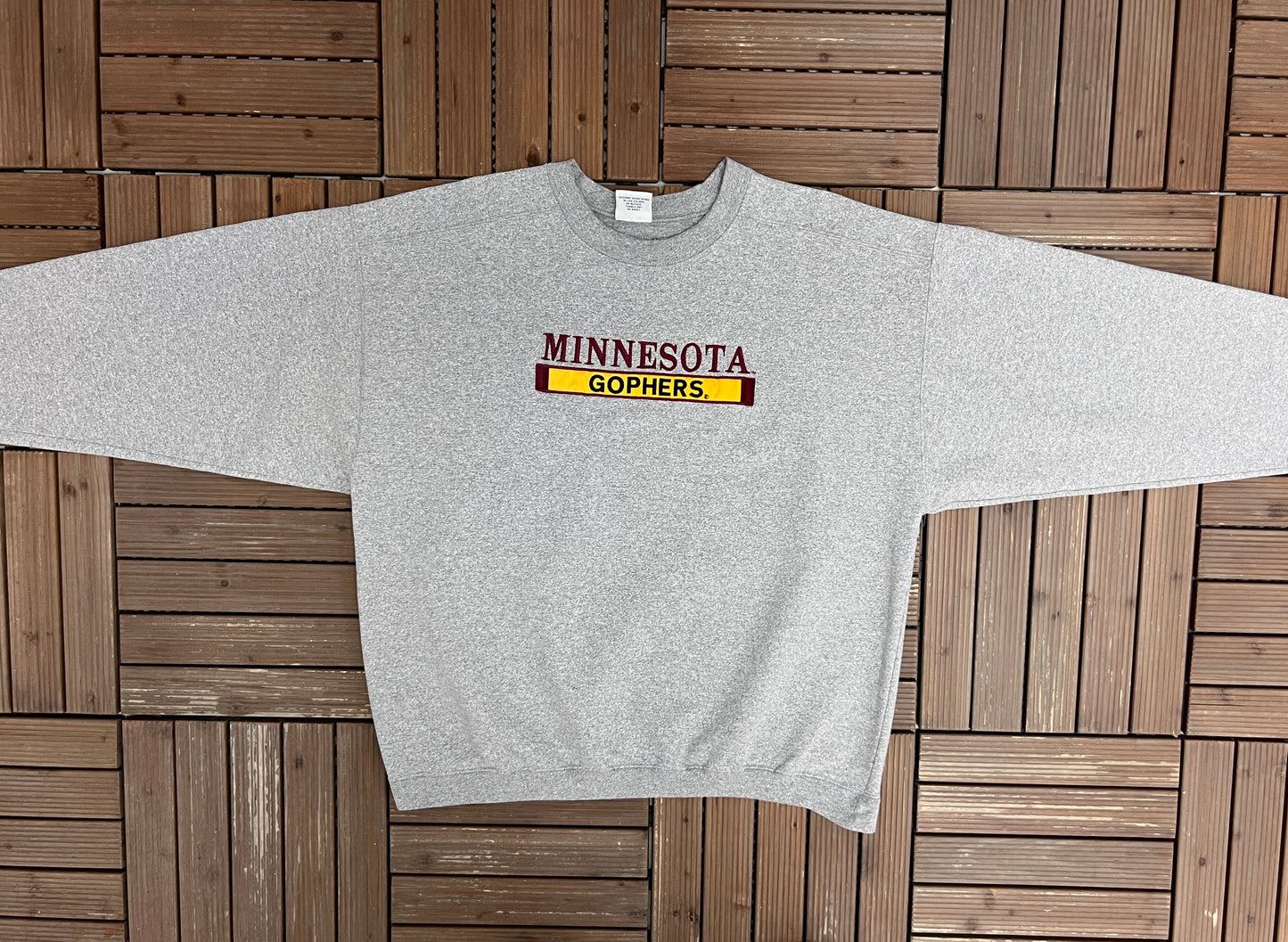 Minnesota Golden Gophers Stitched Graphic Crewneck | Size X-Large | Vintage 1990s College Grey Sweater |