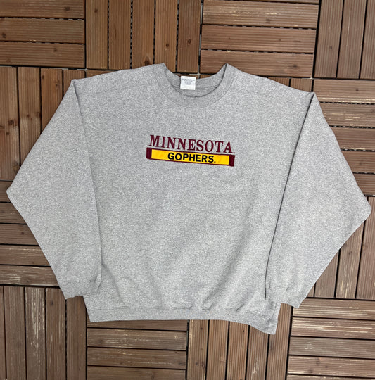 Minnesota Golden Gophers Stitched Graphic Crewneck | Size X-Large | Vintage 1990s College Grey Sweater |