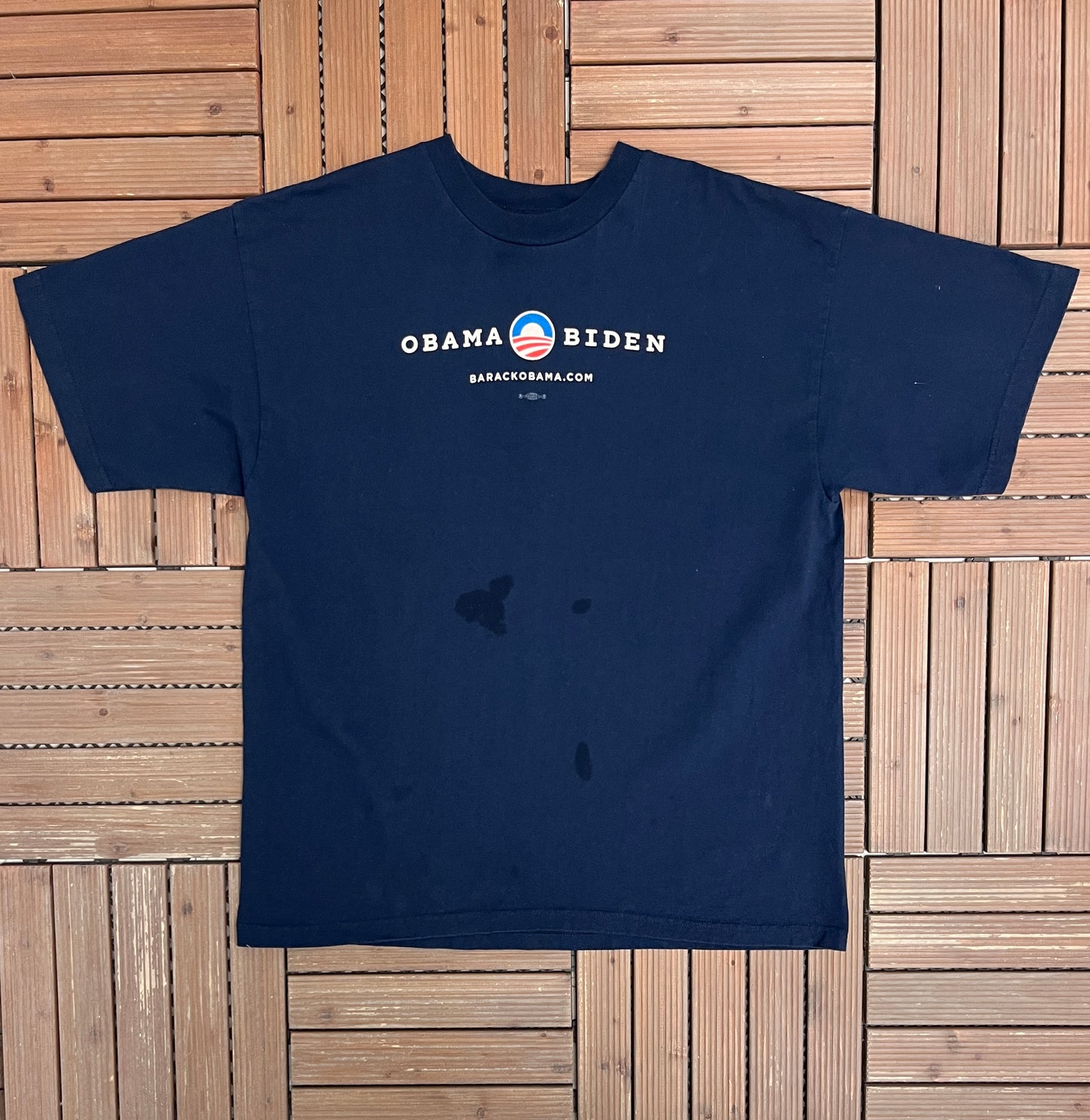 Barack Obama Joe Biden Graphic Tee | Size XX-Large | Vintage 2000s Democratic Promotional Blue T-Shirt |