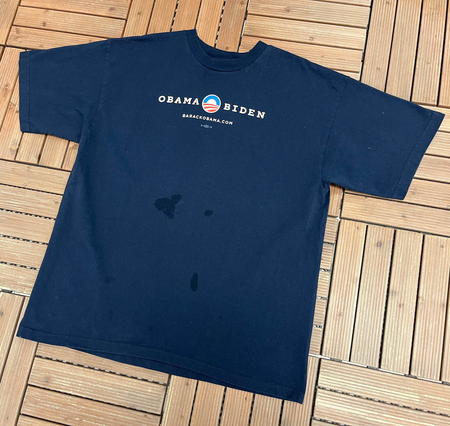 Barack Obama Joe Biden Graphic Tee | Size XX-Large | Vintage 2000s Democratic Promotional Blue T-Shirt |