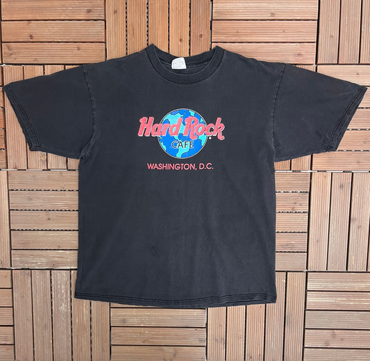 Hard Rock Cafe Washington, DC Graphic Tee | Size X-Large | Vintage 1990s Promotional Collectors Black T-Shirt |