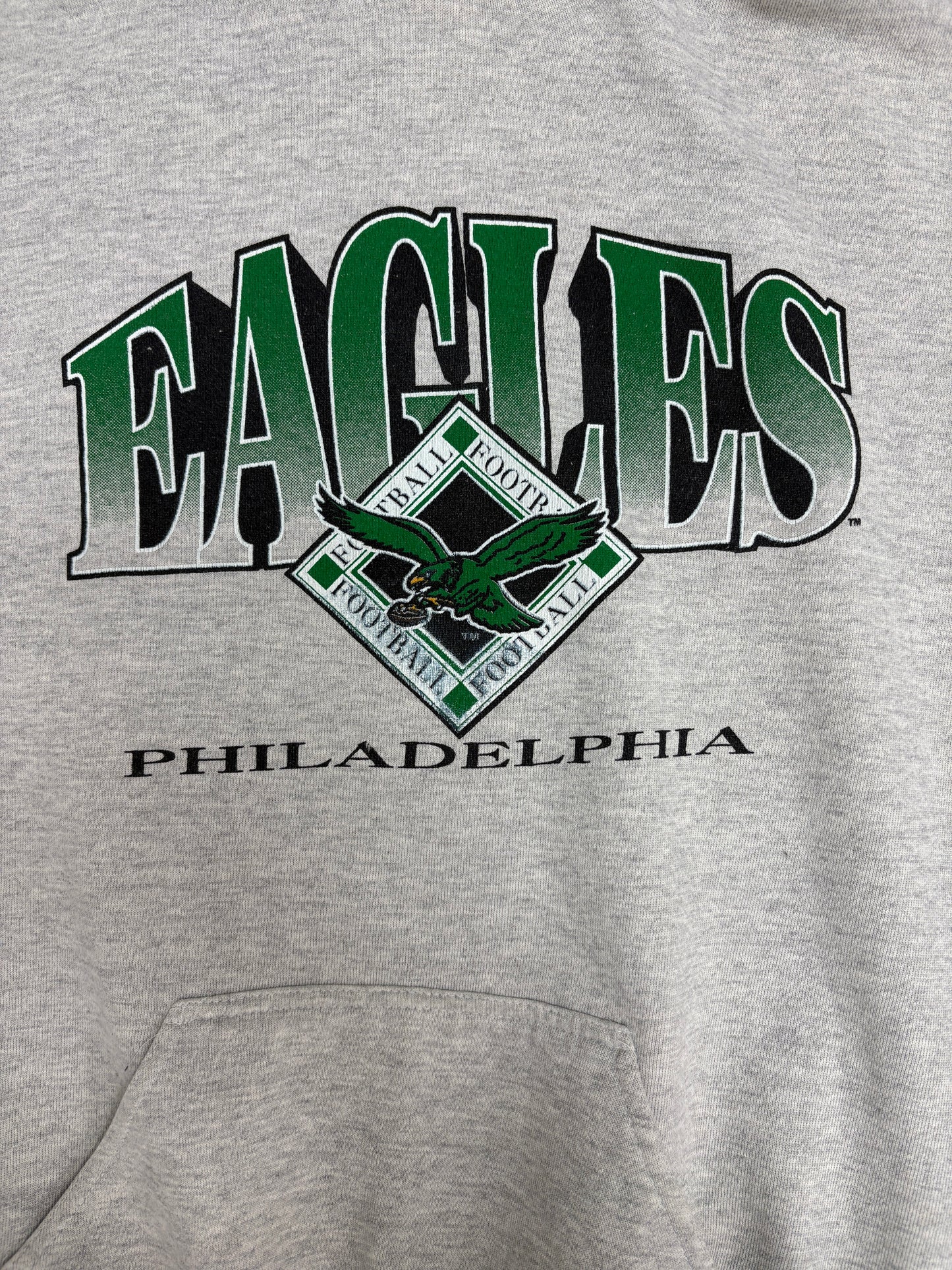 Philadelphia Eagles Graphic Hoodie | Size X-Large | Vintage 1990s NFL Football Grey Sweater |