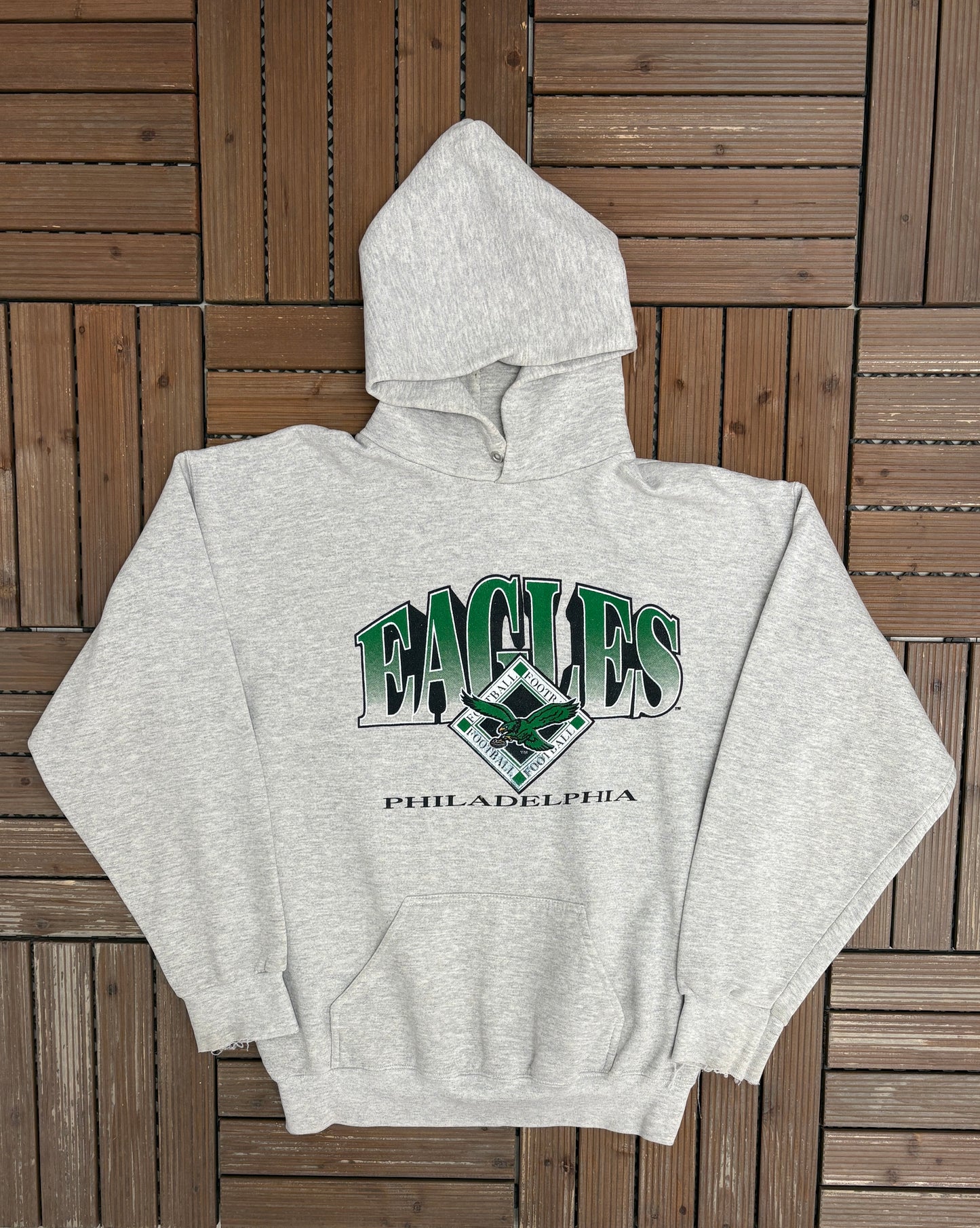 Philadelphia Eagles Graphic Hoodie | Size X-Large | Vintage 1990s NFL Football Grey Sweater |