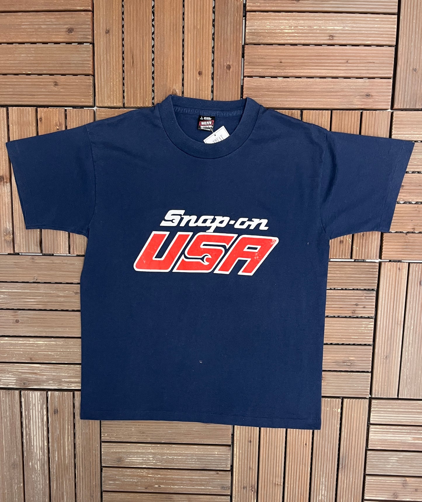 Snap-On USA Graphic Tee | Size Large | Vintage 1990s Promotional Blue T-Shirt |