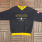 Pittsburgh Steelers Embroidered Graphic Crewneck | Size Large | Vintage 1990s Football Black Sweater |