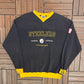 Pittsburgh Steelers Embroidered Graphic Crewneck | Size Large | Vintage 1990s Football Black Sweater |