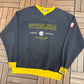 Pittsburgh Steelers Embroidered Graphic Crewneck | Size Large | Vintage 1990s Football Black Sweater |