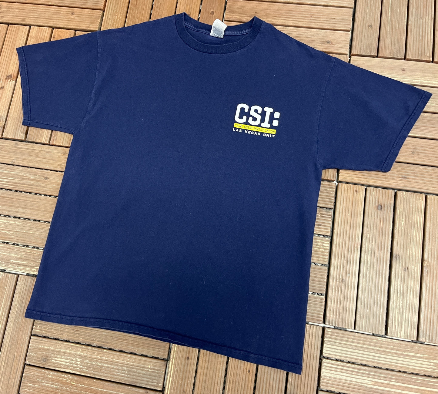 CSI: Las Vegas Unit Graphic Tee | Size X-Large | Vintage 2000s Promotional Blue T-Shirt |