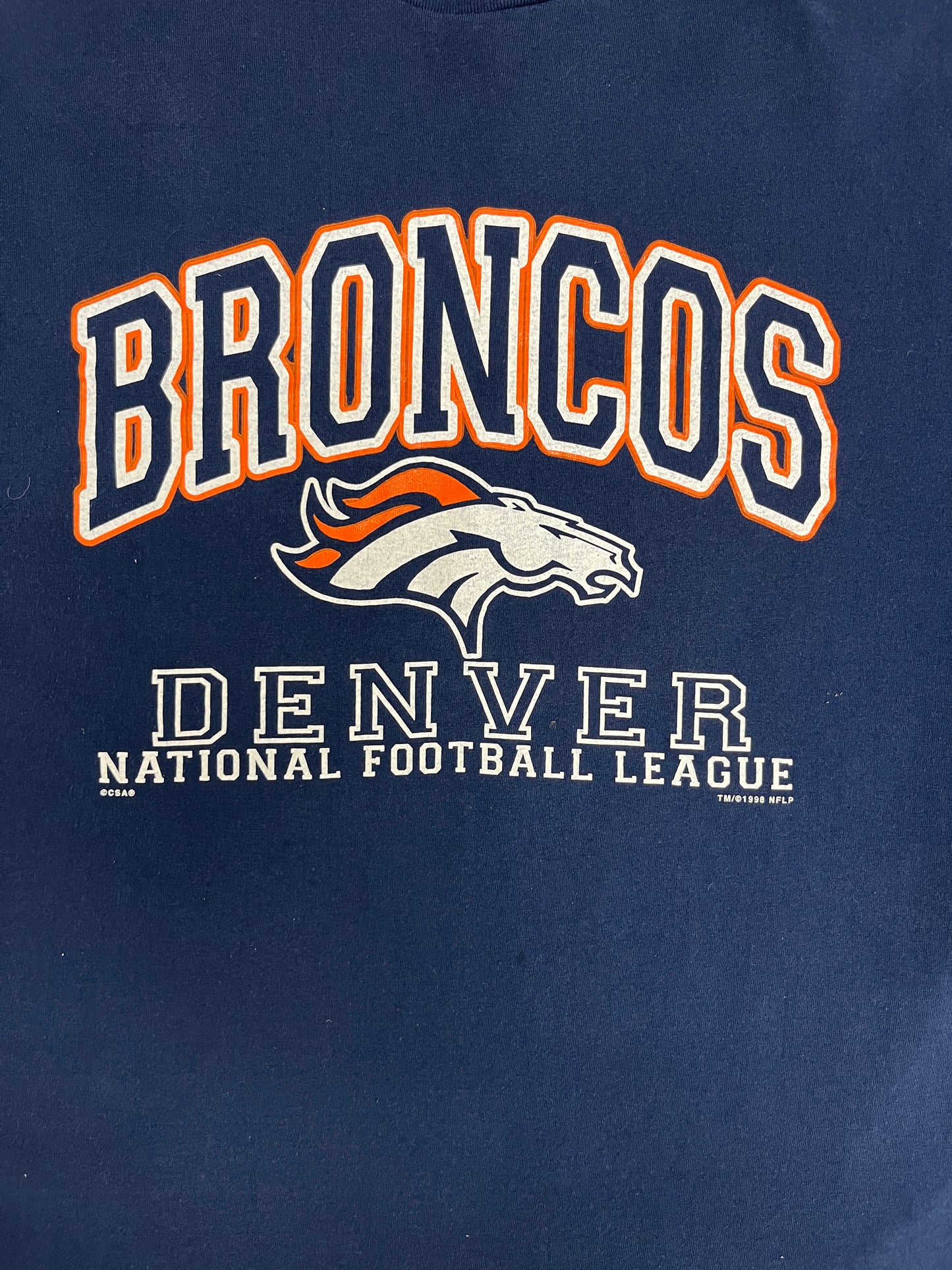 Denver Broncos Graphic Tee | Size X-Large | Vintage 1990s NFL Football Blue T-Shirt |