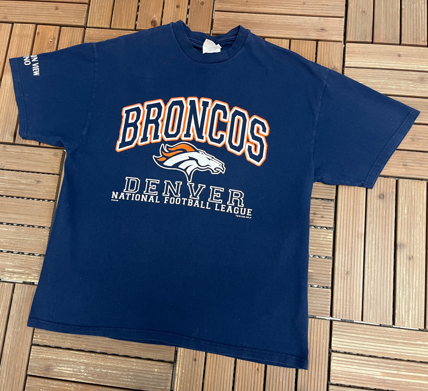 Denver Broncos Graphic Tee | Size X-Large | Vintage 1990s NFL Football Blue T-Shirt |