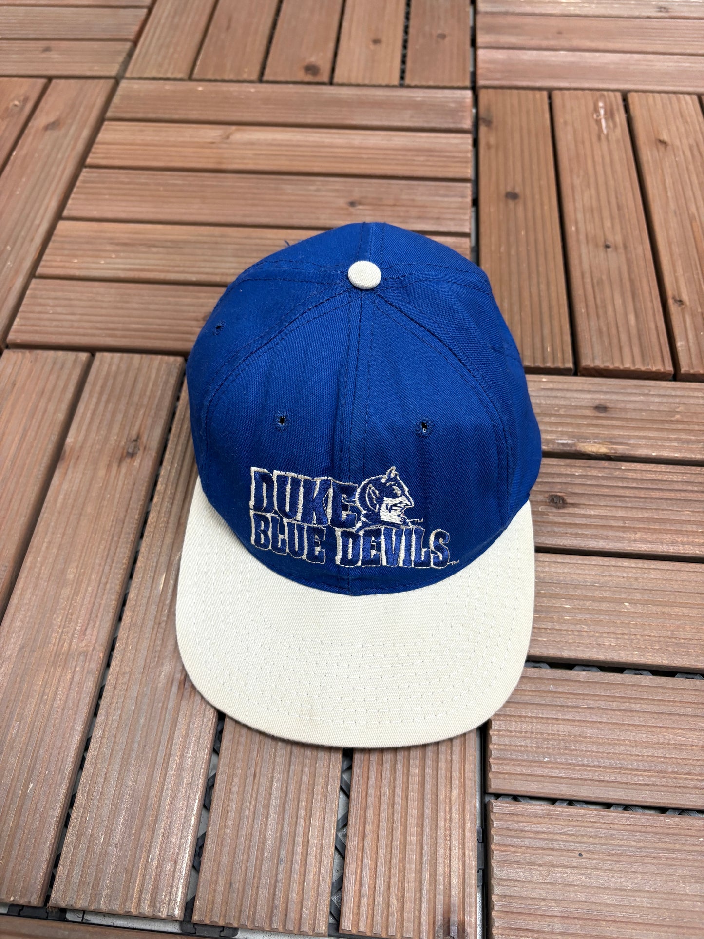 Duke Blue Devils Embroidered Hat | Snap Back | Vintage 1990s College Blue Cap |