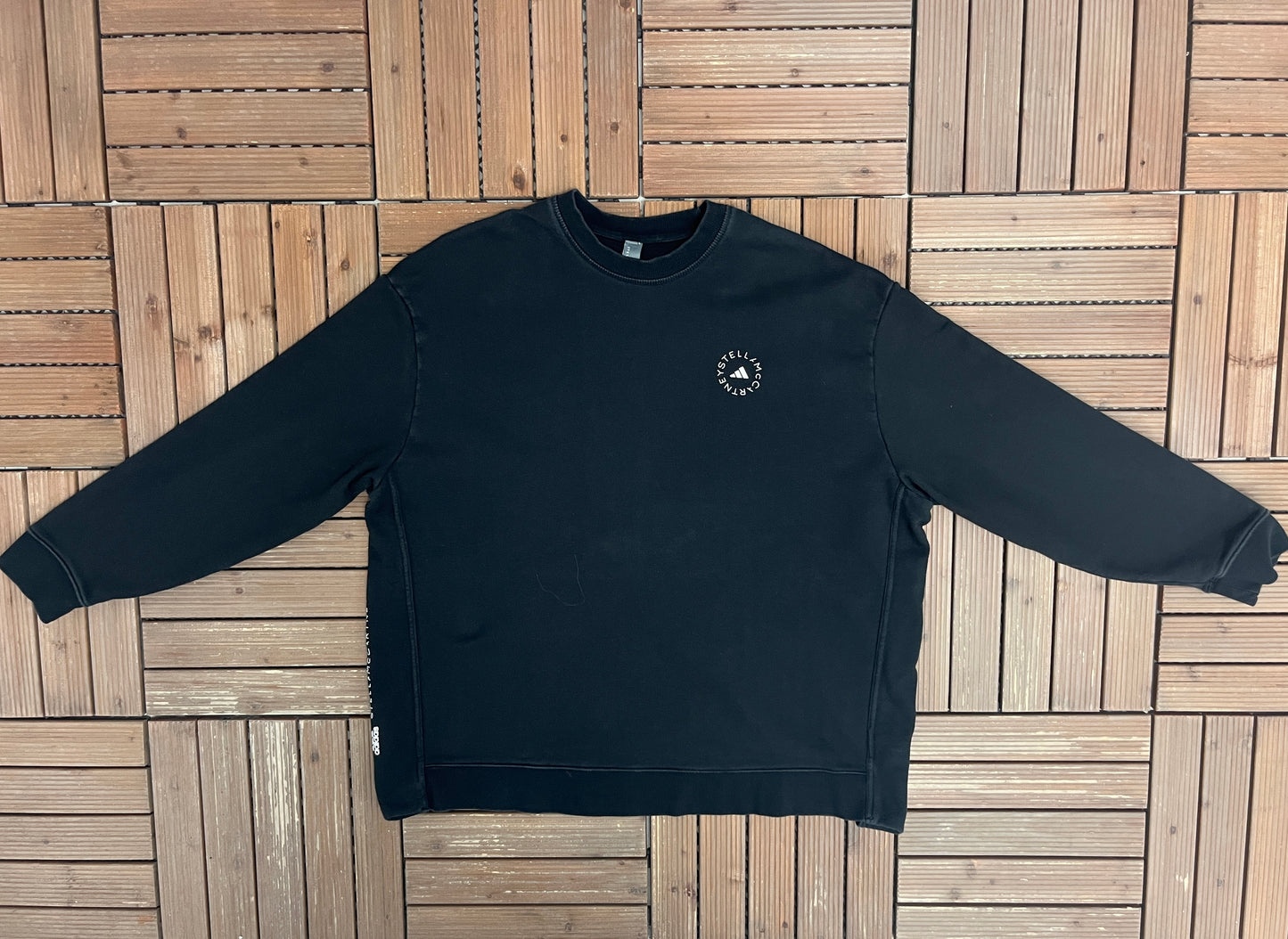 Adidas x Stella McCartney Graphic Crewneck | Size Medium | Designer Branded Black Sweater |